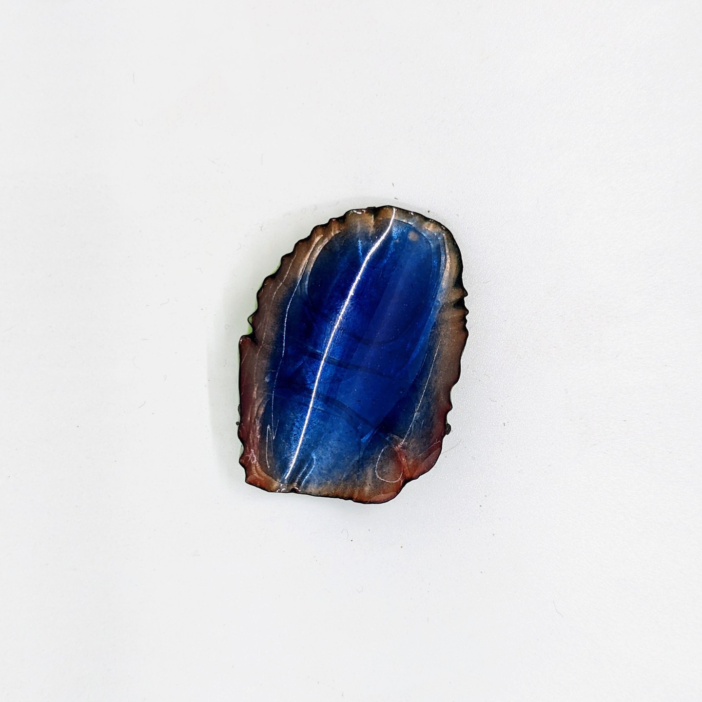 Blue Leaf Form - Organic leaf-shaped enamel piece with deep cobalt blue