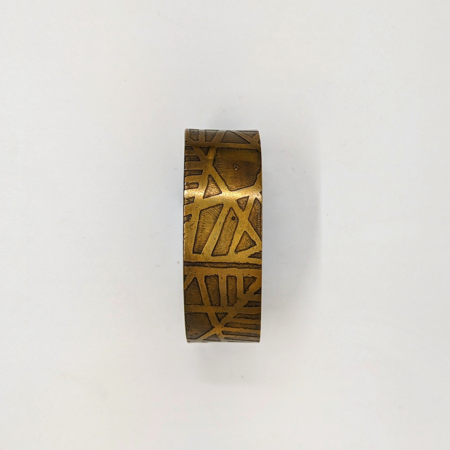 Geometric Brass Cuff - Etched brass cuff bracelet with geometric pattern