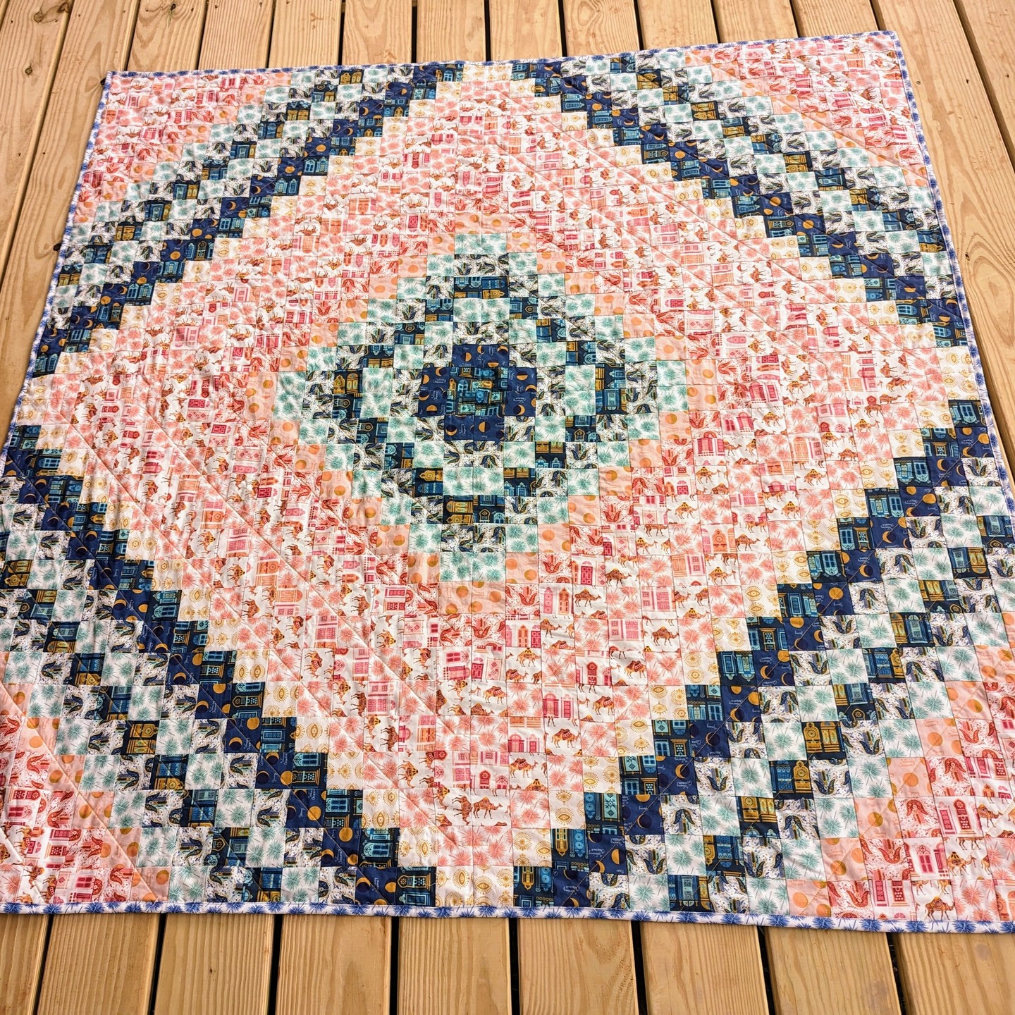 Desert Medallion Quilt - Medallion quilt with desert-themed fabrics