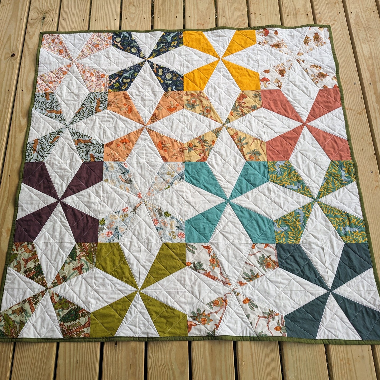 Autumn Pinwheel Quilt - Pinwheel block quilt in autumn colors