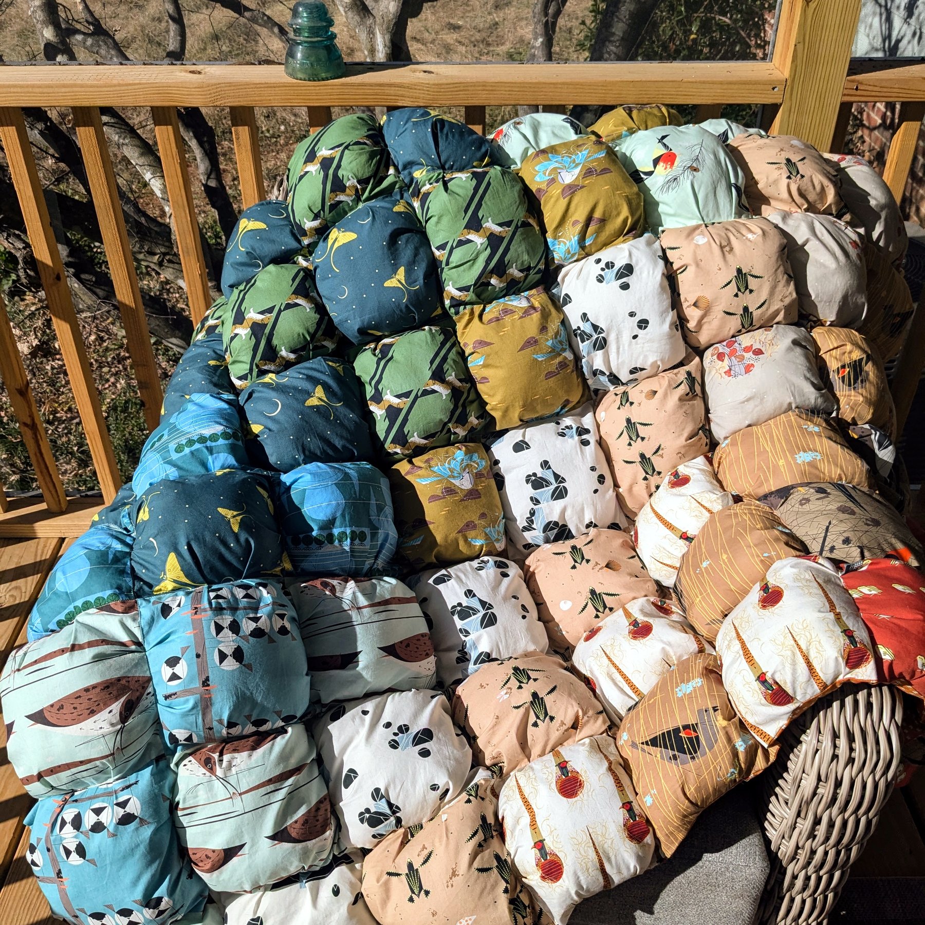 Puff Quilt - Biscuit-style quilt with nature print fabrics